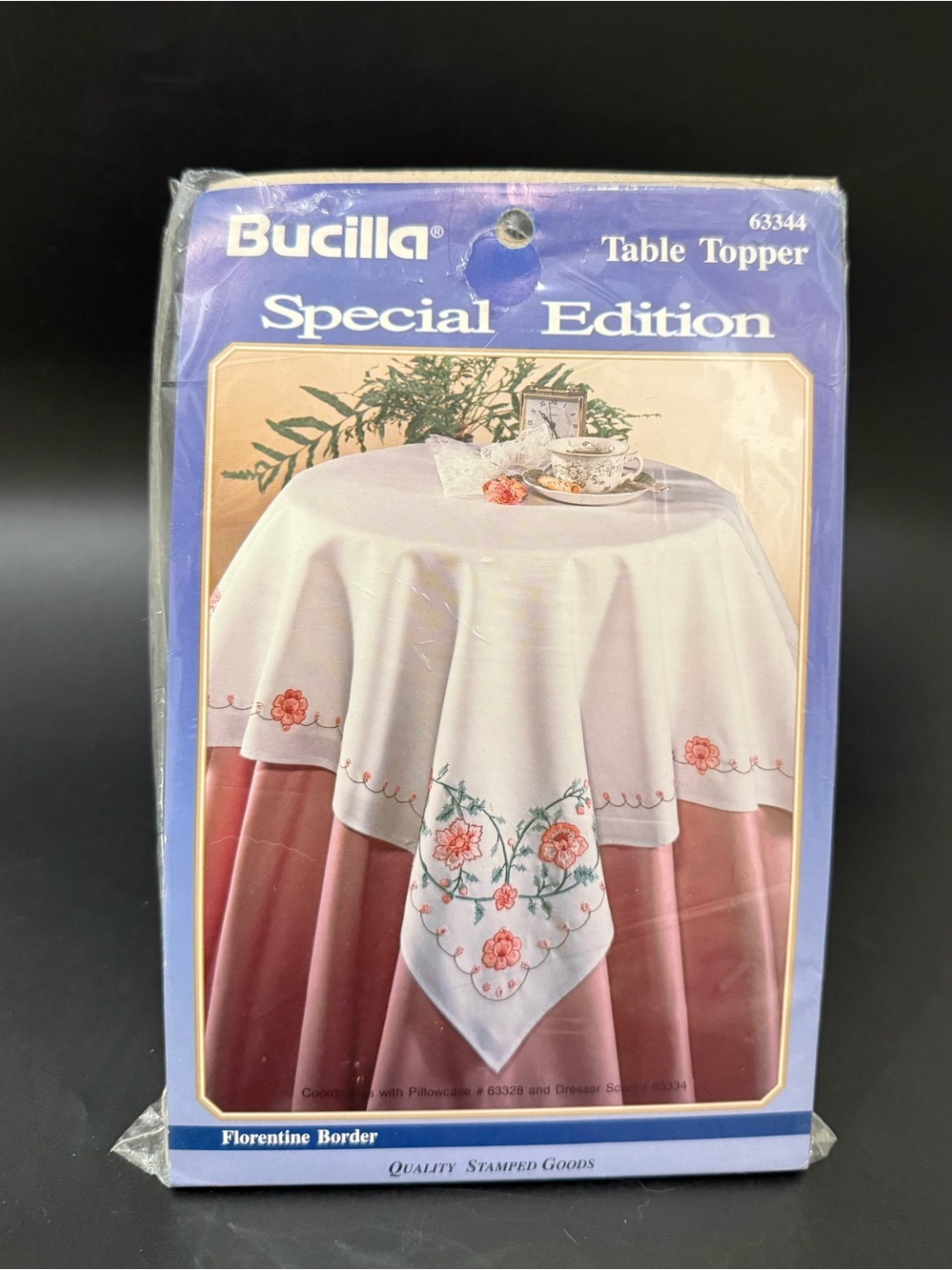 Vintage BUCILLA 63344 Special Edition Florentine Border Table Topper Embroidery